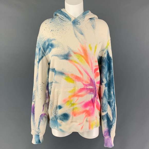 THE ELDER STATESMAN Other - THE ELDER STATESMAN Cream Multi-Color Tie Dye Hoodie Sweatshirt